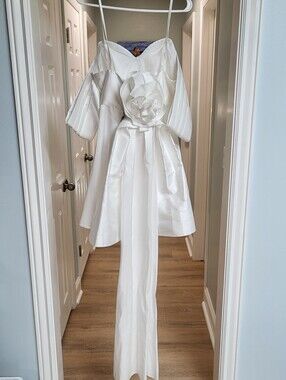 Asos Luxe Bridal Mini Dress Rosette Bow Train 10 NWT